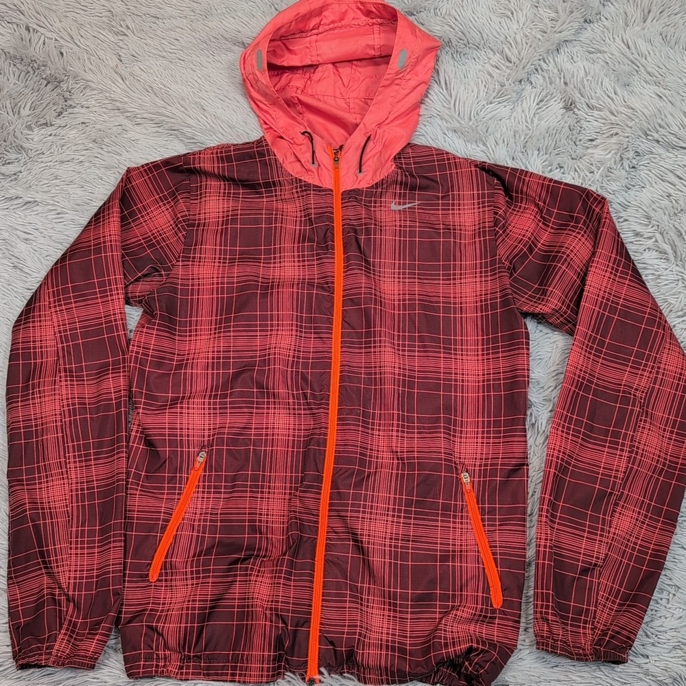 Nike Running Jacket‎ Womens M Hoodie Windbreaker Swoosh Zip Up Pockets Athletic